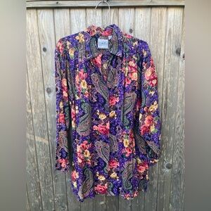 Paisley floral button up blouse